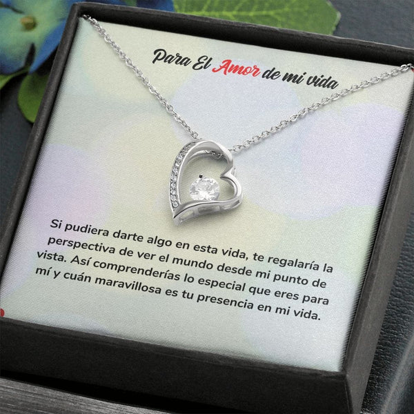 Collar de Amor Eterno - Para el Amor de mi Vida Jewelry Acabado en oro blanco de 14 k Cajita Estandard (Gratis) 