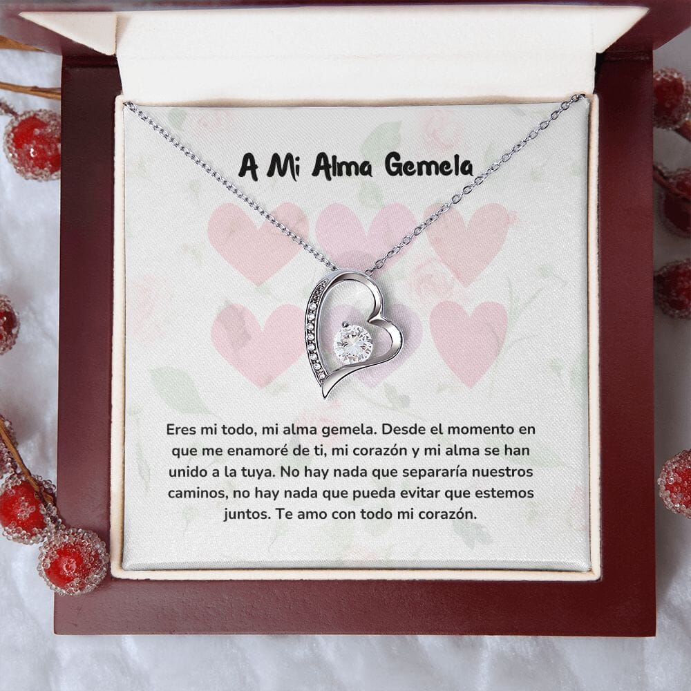 Collar de Amor Eterno para Regalar al alma gemela Jewelry Acabado en oro blanco de 14 k Cajita de Lujo con Luz Led 