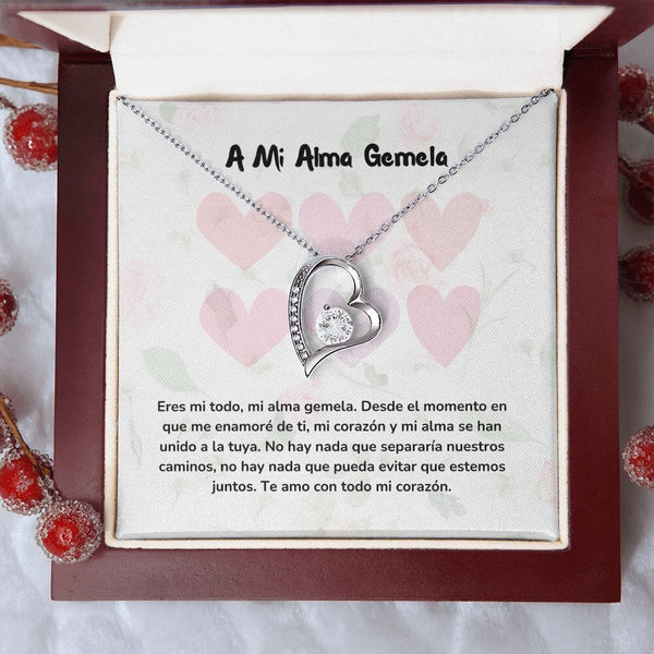 Collar de Amor Eterno para Regalar al alma gemela Jewelry Acabado en oro blanco de 14 k Cajita de Lujo con Luz Led 