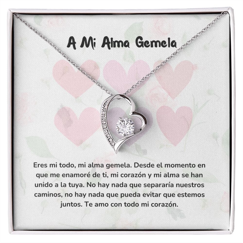 Collar de Amor Eterno para Regalar al alma gemela Jewelry Acabado en oro blanco de 14 k Cajita Estandard (Gratis) 