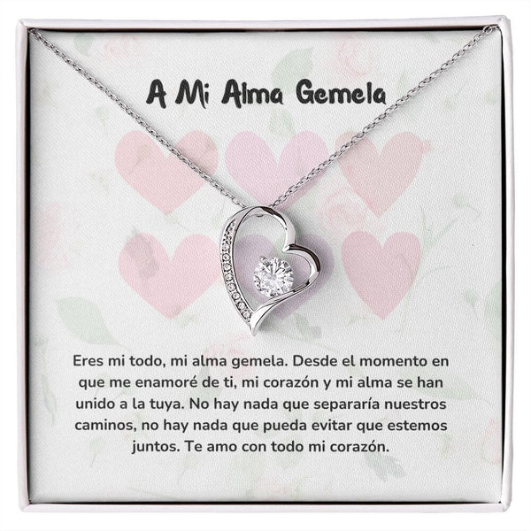 Collar de Amor Eterno para Regalar al alma gemela Jewelry Acabado en oro blanco de 14 k Cajita Estandard (Gratis) 