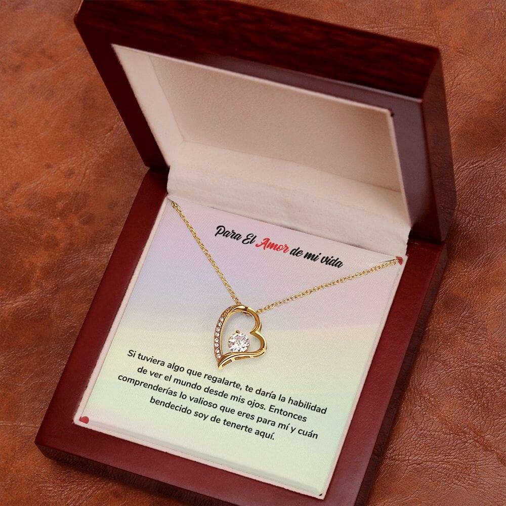 Collar de Amor Eterno - Regalo de Amor para el Amor de mi Vida Jewelry ShineOn Fulfillment Acabado en Oro Amarillo de 18 quilates. Cajita de Lujo con Luz Led 