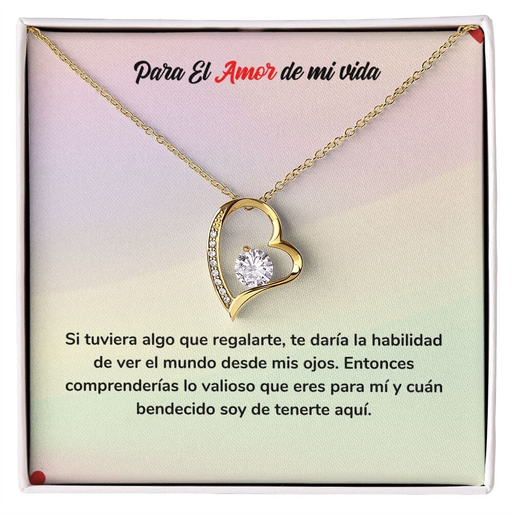 Collar de Amor Eterno - Regalo de Amor para el Amor de mi Vida Jewelry Acabado en Oro Amarillo de 18 quilates. Cajita Estandard (Gratis) 