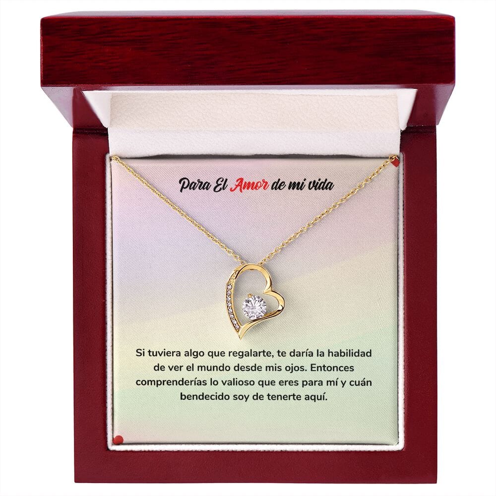 Collar de Amor Eterno - Regalo de Amor para el Amor de mi Vida Jewelry ShineOn Fulfillment Acabado en Oro Amarillo de 18 quilates. Cajita de Lujo con Luz Led 