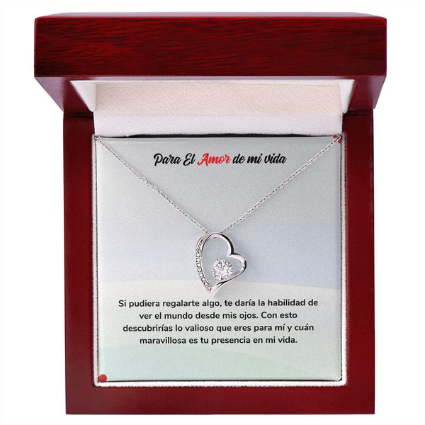Collar de Amor Eterno - Regalo de Amor para Siempre Jewelry Acabado en oro blanco de 14 k Cajita de Lujo con Luz Led 