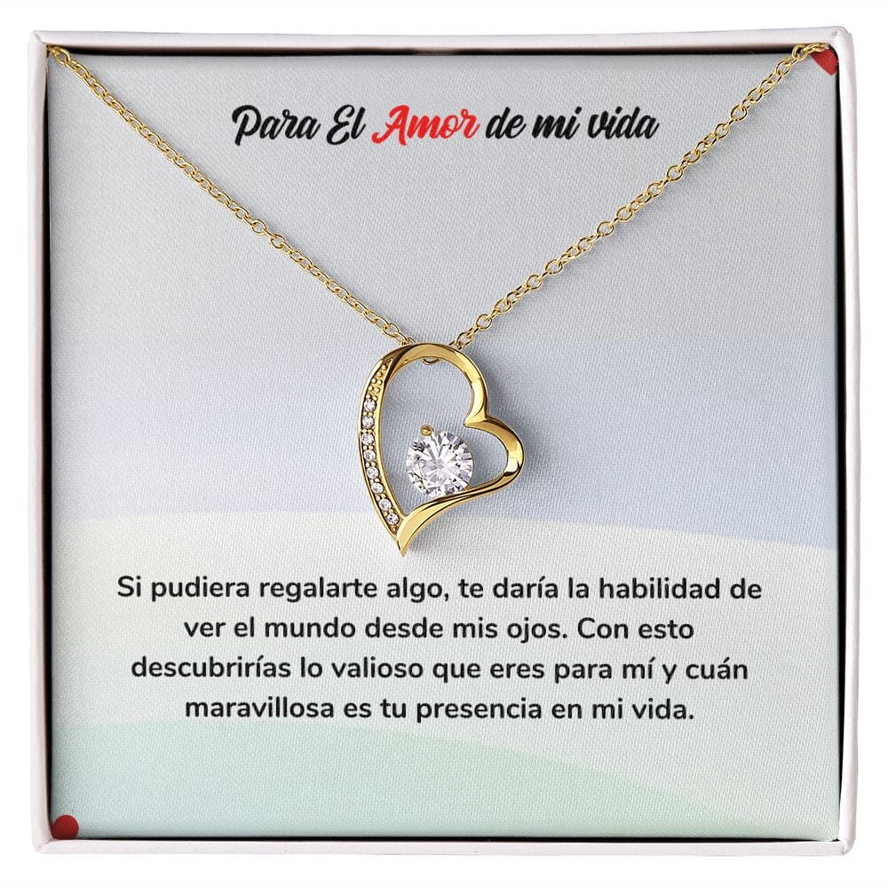 Collar de Amor Eterno - Regalo de Amor para Siempre Jewelry Acabado en Oro Amarillo de 18 quilates. Cajita Estandard (Gratis) 