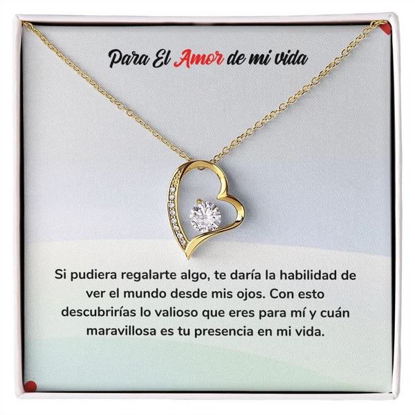 Collar de Amor Eterno - Regalo de Amor para Siempre Jewelry Acabado en Oro Amarillo de 18 quilates. Cajita Estandard (Gratis) 