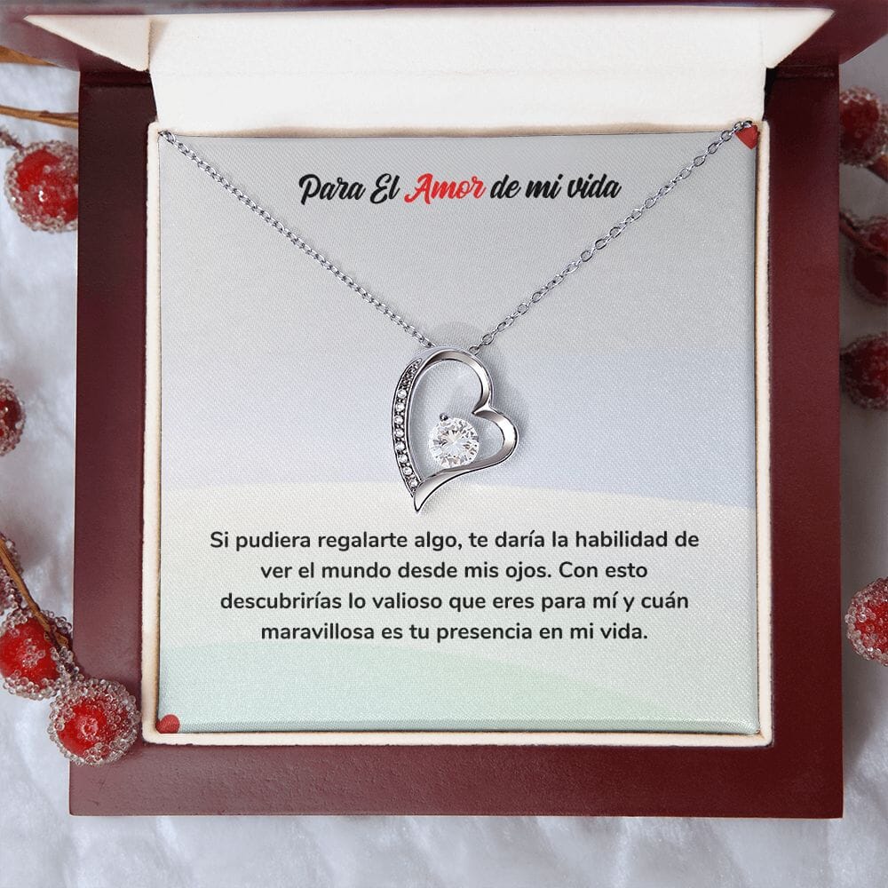 Collar de Amor Eterno - Regalo de Amor para Siempre Jewelry ShineOn Fulfillment Acabado en oro blanco de 14 k Cajita de Lujo con Luz Led 