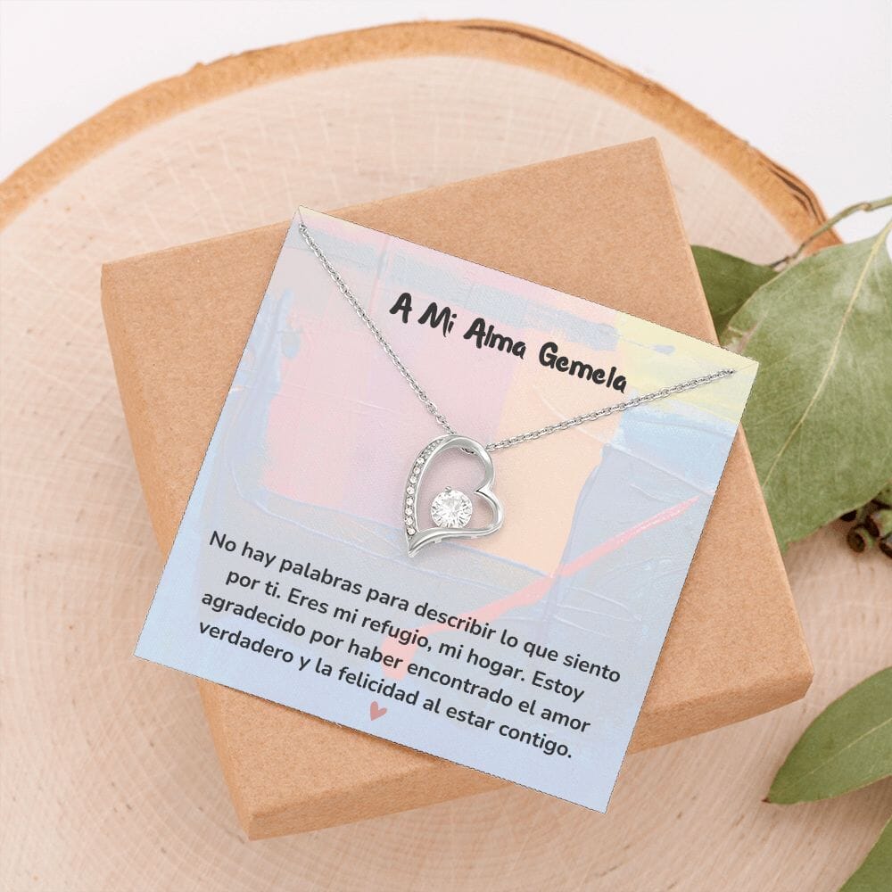 Collar de Amor Infinito con Tarjeta Jewelry Acabado en oro blanco de 14 k Cajita Estandard (Gratis) 