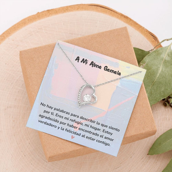 Collar de Amor Infinito con Tarjeta Jewelry Acabado en oro blanco de 14 k Cajita Estandard (Gratis) 