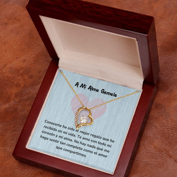 Collar de Amor Inmortal con Tarjeta Jewelry ShineOn Fulfillment Acabado en Oro Amarillo de 18 quilates. Cajita de Lujo con Luz Led 