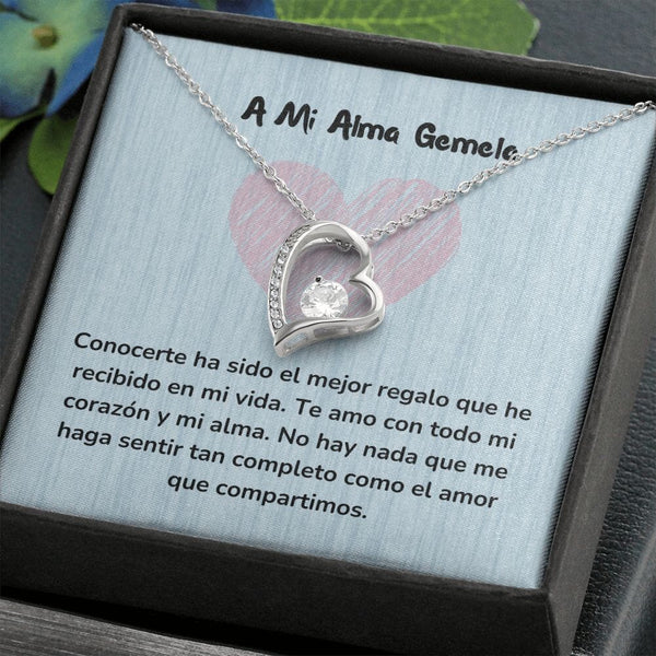 Collar de Amor Inmortal con Tarjeta Jewelry Acabado en oro blanco de 14 k Cajita Estandard (Gratis) 