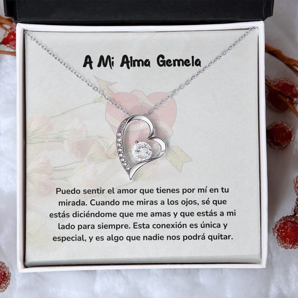 Collar de Amor para el Alma Gemela con Tarjeta Jewelry Acabado en oro blanco de 14 k Cajita Estandard (Gratis) 