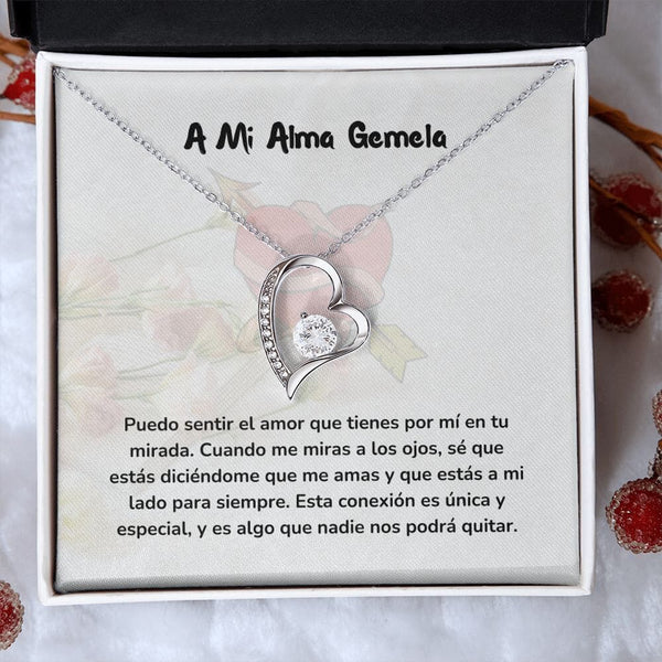 Collar de Amor para el Alma Gemela con Tarjeta Jewelry Acabado en oro blanco de 14 k Cajita Estandard (Gratis) 