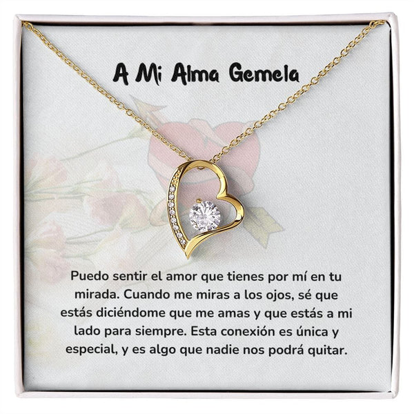 Collar de Amor para el Alma Gemela con Tarjeta Jewelry Acabado en Oro Amarillo de 18 quilates. Cajita Estandard (Gratis) 