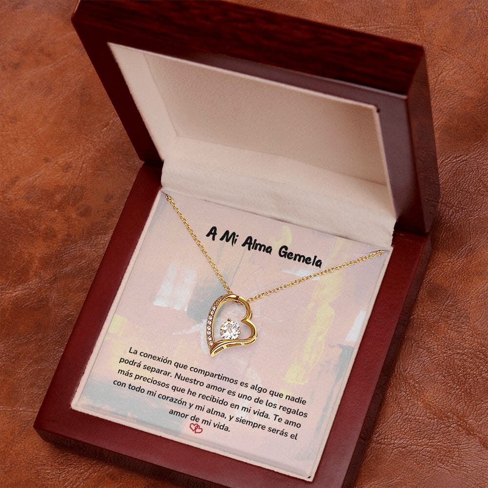 Collar de Amor para el Alma Gemela Jewelry ShineOn Fulfillment Acabado en Oro Amarillo de 18 quilates. Cajita de Lujo con Luz Led 