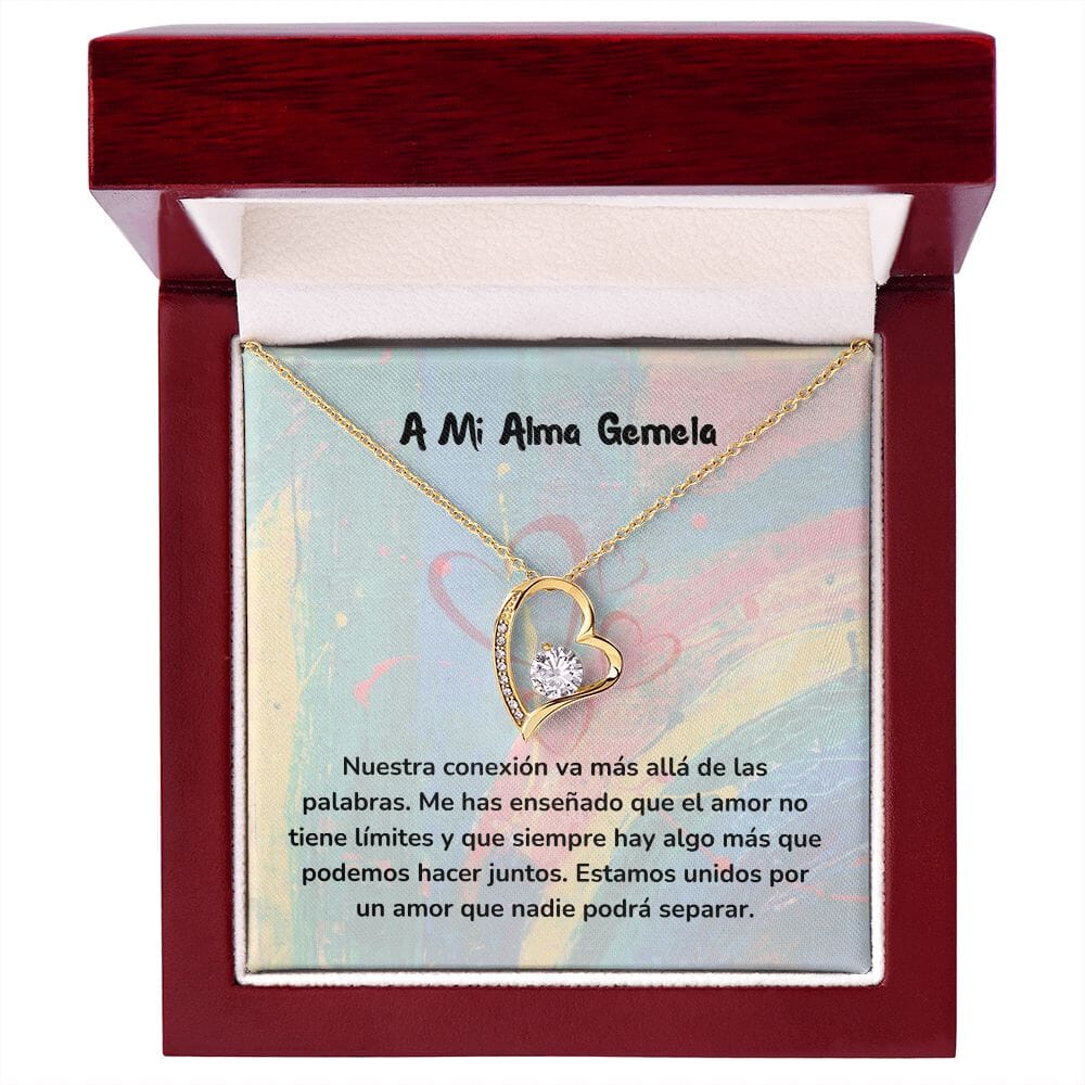 Collar de Amor para Siempre con Tarjeta Jewelry Acabado en Oro Amarillo de 18 quilates. Cajita de Lujo con Luz Led 