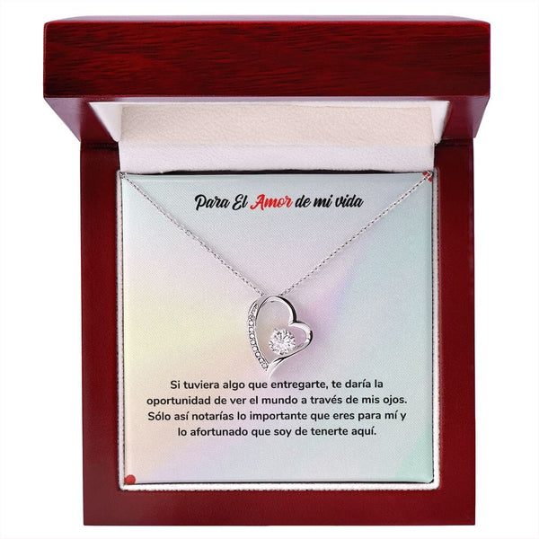 Collar de Amor para Siempre - Regalo de Amor Eterno Jewelry Acabado en oro blanco de 14 k Cajita de Lujo con Luz Led 