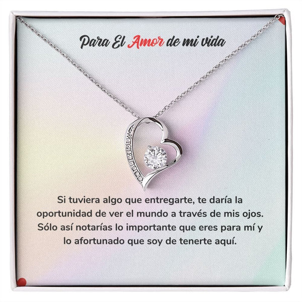 Collar de Amor para Siempre - Regalo de Amor Eterno Jewelry Acabado en oro blanco de 14 k Cajita Estandard (Gratis) 