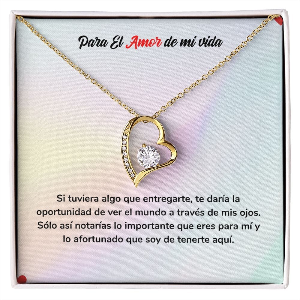 Collar de Amor para Siempre - Regalo de Amor Eterno Jewelry Acabado en Oro Amarillo de 18 quilates. Cajita Estandard (Gratis) 