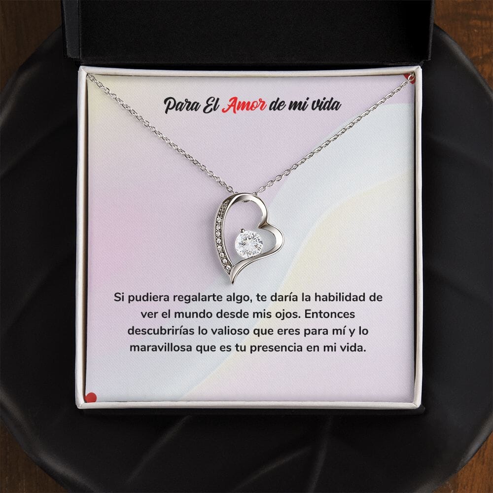 Collar de Amor para Siempre - Regalo de Amor para el Amor de mi Vida Jewelry Acabado en oro blanco de 14 k Cajita Estandard (Gratis) 