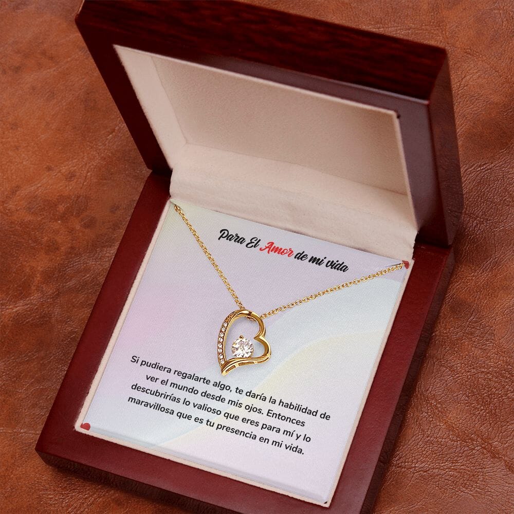 Collar de Amor para Siempre - Regalo de Amor para el Amor de mi Vida Jewelry ShineOn Fulfillment Acabado en Oro Amarillo de 18 quilates. Cajita de Lujo con Luz Led 