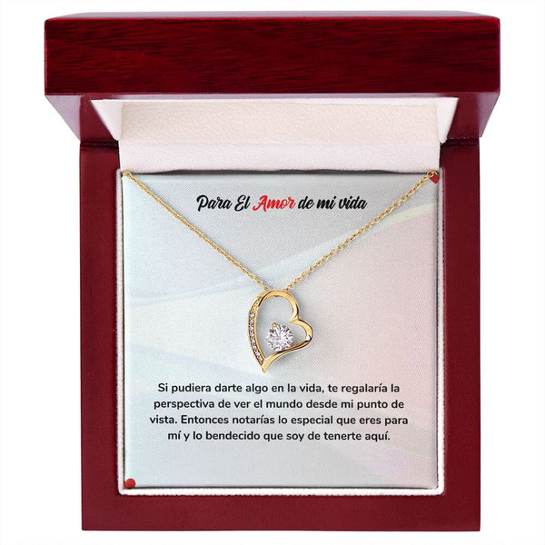 Collar de Amor - Regalo de Amor Eterno Jewelry Acabado en Oro Amarillo de 18 quilates. Cajita de Lujo con Luz Led 