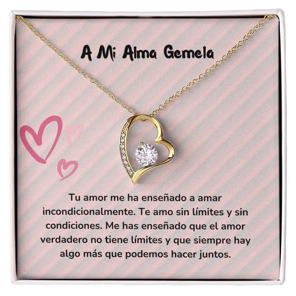 Collar de Amor Regalo para mi alma gemela Jewelry Acabado en Oro Amarillo de 18 quilates. Cajita Estandard (Gratis) 