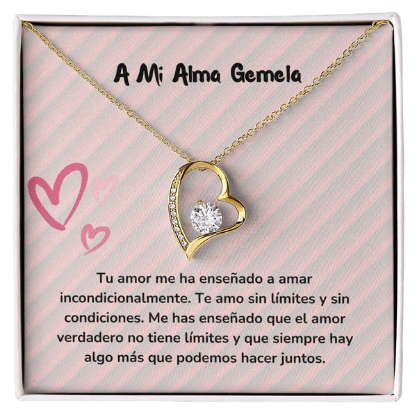 Collar de Amor Regalo para mi alma gemela Jewelry Acabado en Oro Amarillo de 18 quilates. Cajita Estandard (Gratis) 