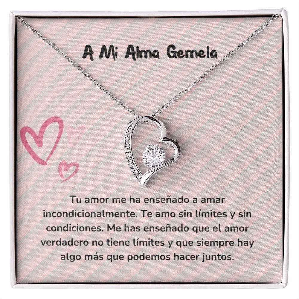 Collar de Amor Regalo para mi alma gemela Jewelry Acabado en oro blanco de 14 k Cajita Estandard (Gratis) 