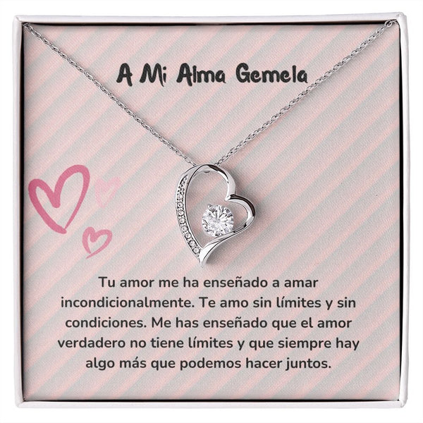 Collar de Amor Regalo para mi alma gemela Jewelry Acabado en oro blanco de 14 k Cajita Estandard (Gratis) 