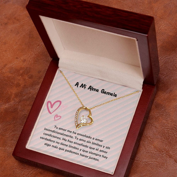 Collar de Amor Regalo para mi alma gemela Jewelry ShineOn Fulfillment Acabado en Oro Amarillo de 18 quilates. Cajita de Lujo con Luz Led 