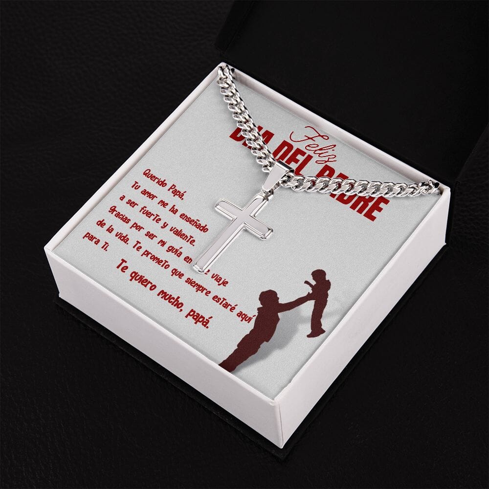 Collar de Cadena Cubana con Cruz de Artesano: Un símbolo de fe y amor para el padre excepcional en tu vida. Jewelry 