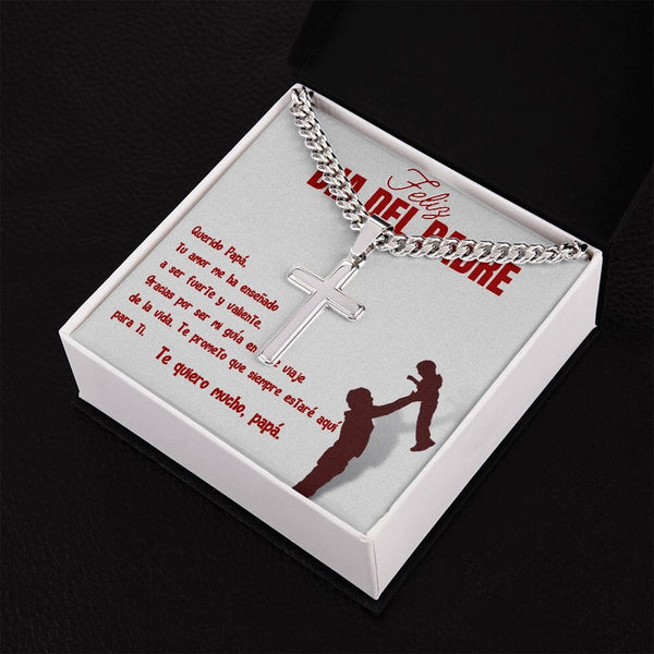 Collar de Cadena Cubana con Cruz de Artesano: Un símbolo de fe y amor para el padre excepcional en tu vida. Jewelry 
