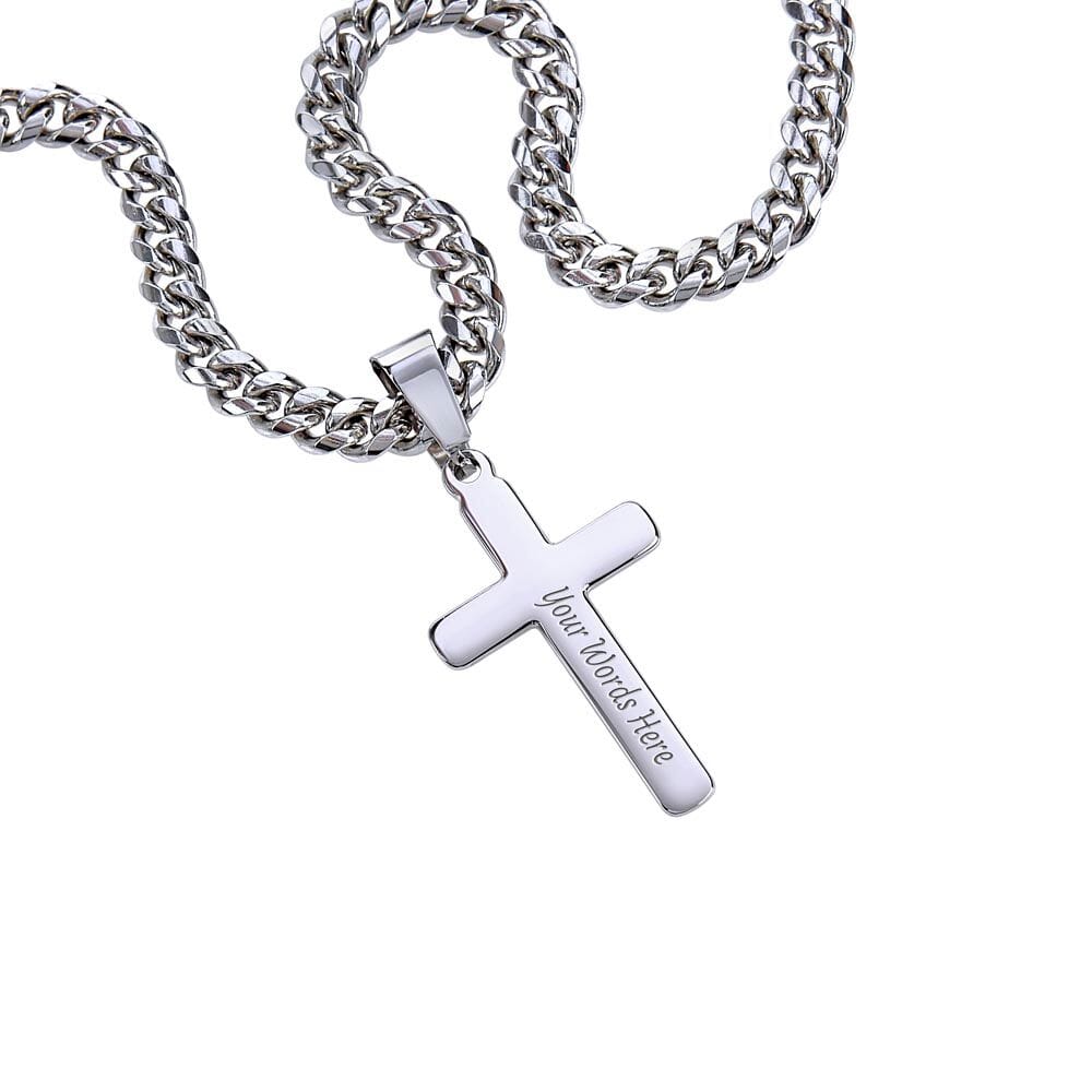 Collar de Cadena Cubana con Cruz de Artesano: Un símbolo de fe y amor para el padre excepcional en tu vida. Jewelry ShineOn Fulfillment <p>Caja de Dos Tonos</p> 