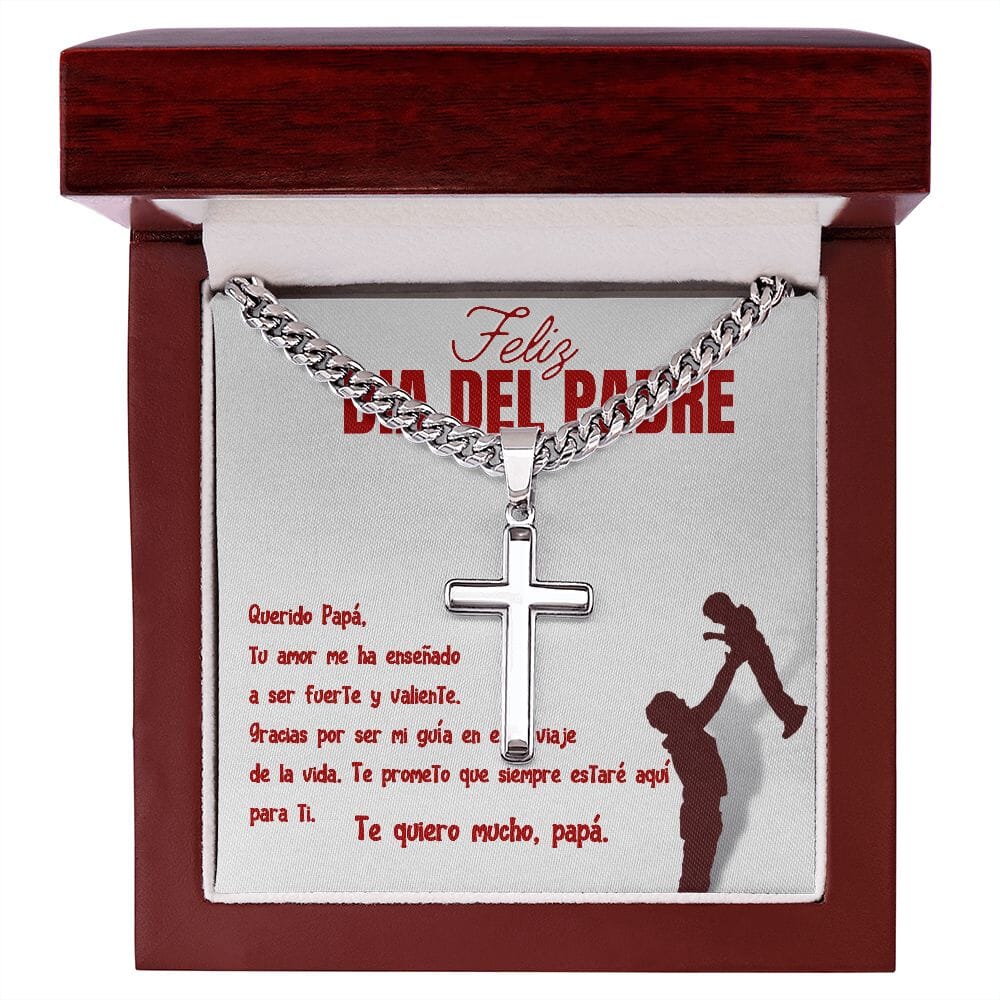 Collar de Cadena Cubana con Cruz de Artesano: Un símbolo de fe y amor para el padre excepcional en tu vida. Jewelry 