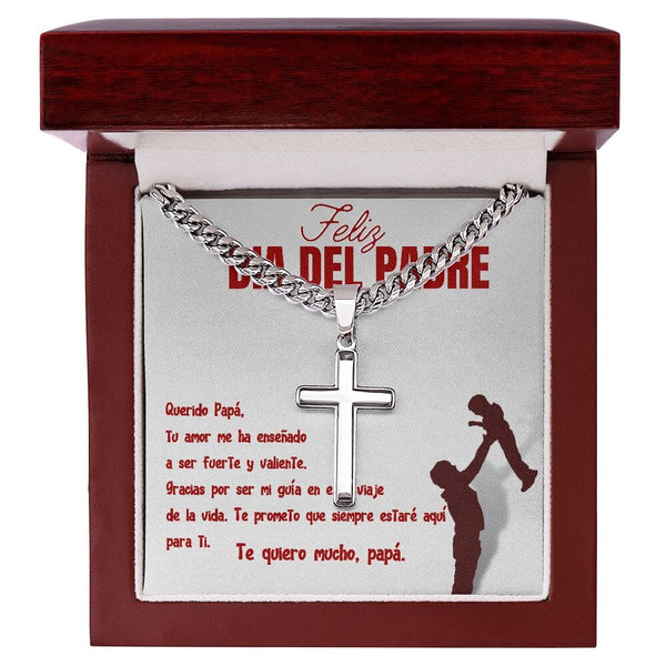Collar de Cadena Cubana con Cruz de Artesano: Un símbolo de fe y amor para el padre excepcional en tu vida. Jewelry 