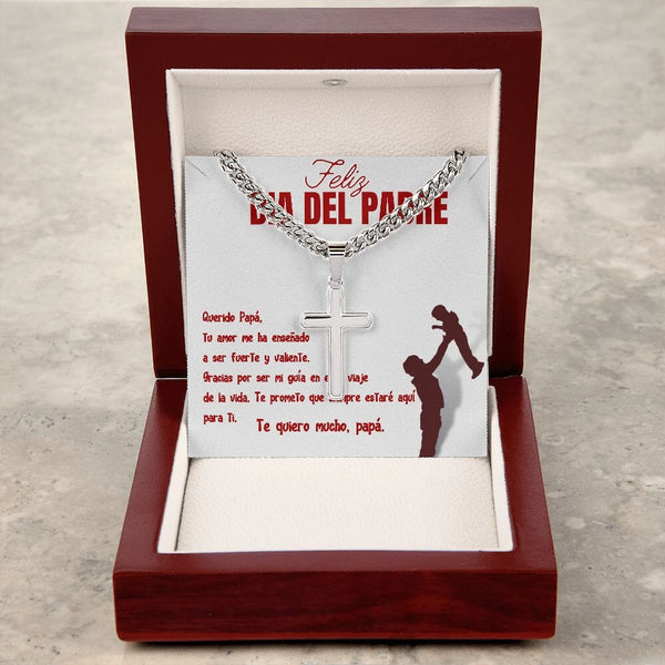 Collar de Cadena Cubana con Cruz de Artesano: Un símbolo de fe y amor para el padre excepcional en tu vida. Jewelry 