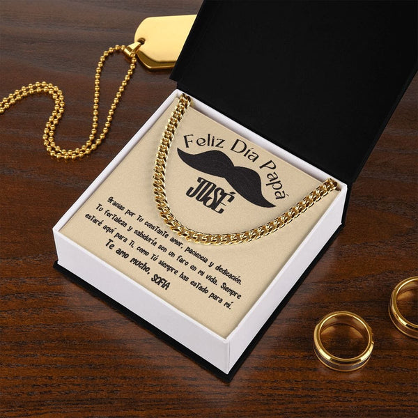 Collar de Cadena Cubana en Caja de Regalo con Tarjeta Personalizada - Un Tributo a la Amor de un Padre Jewelry/CubanLink 