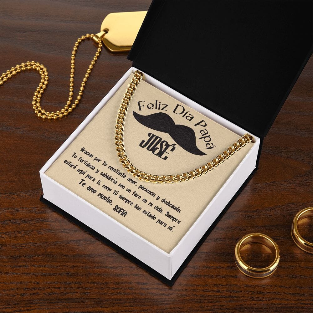 Collar de Cadena Cubana en Caja de Regalo con Tarjeta Personalizada - Un Tributo a la Amor de un Padre Jewelry/CubanLink 