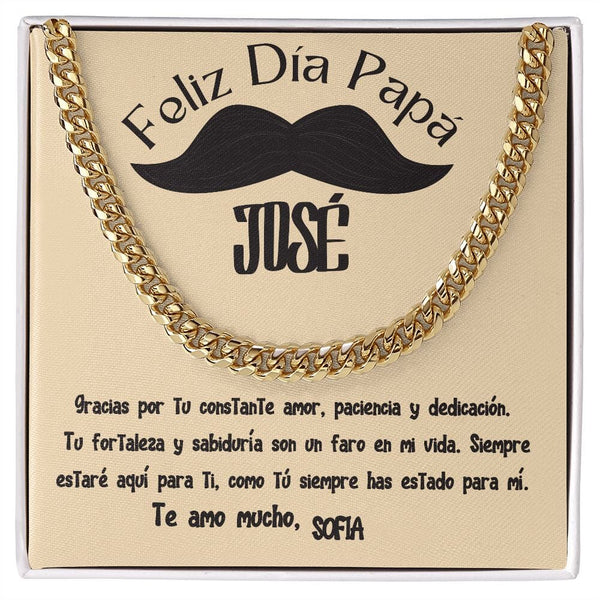 Collar de Cadena Cubana en Caja de Regalo con Tarjeta Personalizada - Un Tributo a la Amor de un Padre Jewelry/CubanLink 