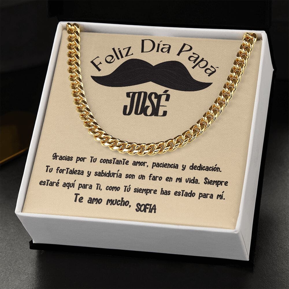 Collar de Cadena Cubana en Caja de Regalo con Tarjeta Personalizada - Un Tributo a la Amor de un Padre Jewelry/CubanLink 