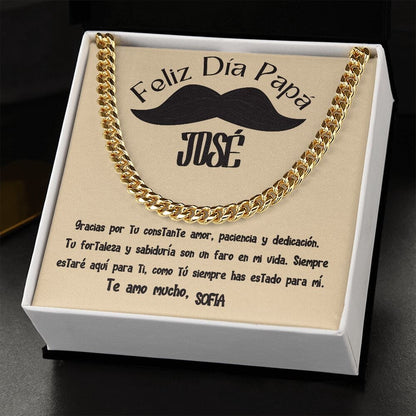 Collar de Cadena Cubana en Caja de Regalo con Tarjeta Personalizada - Un Tributo a la Amor de un Padre Jewelry/CubanLink 