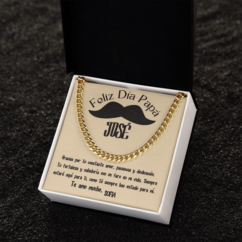 Collar de Cadena Cubana en Caja de Regalo con Tarjeta Personalizada - Un Tributo a la Amor de un Padre Jewelry/CubanLink 