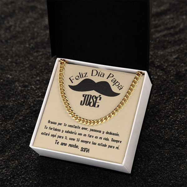 Collar de Cadena Cubana en Caja de Regalo con Tarjeta Personalizada - Un Tributo a la Amor de un Padre Jewelry/CubanLink 