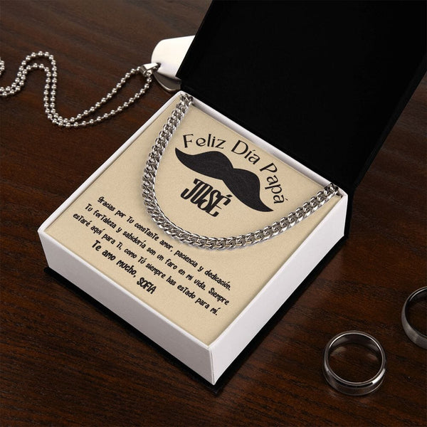 Collar de Cadena Cubana en Caja de Regalo con Tarjeta Personalizada - Un Tributo a la Amor de un Padre Jewelry/CubanLink 