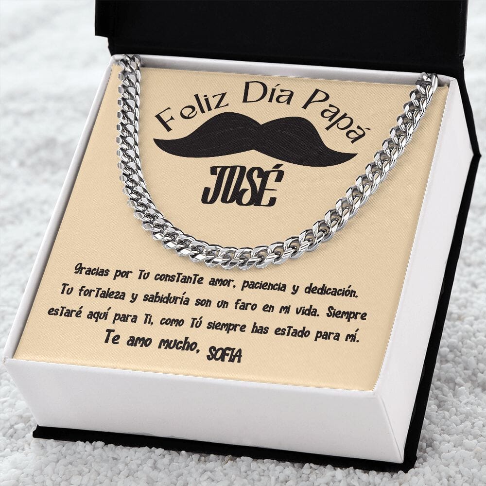 Collar de Cadena Cubana en Caja de Regalo con Tarjeta Personalizada - Un Tributo a la Amor de un Padre Jewelry/CubanLink 