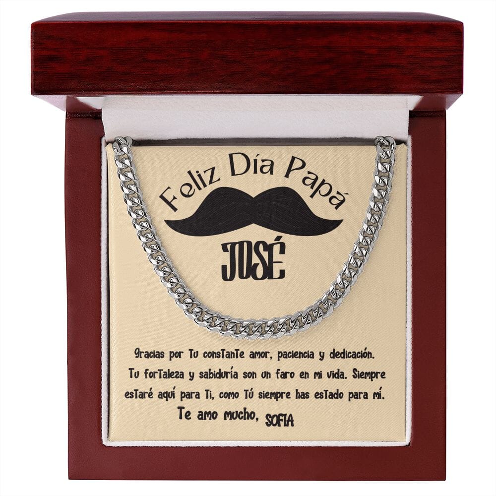 Collar de Cadena Cubana en Caja de Regalo con Tarjeta Personalizada - Un Tributo a la Amor de un Padre Jewelry/CubanLink Stainless Steel Luxury Box 