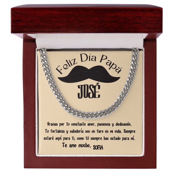 Collar de Cadena Cubana en Caja de Regalo con Tarjeta Personalizada - Un Tributo a la Amor de un Padre Jewelry/CubanLink Stainless Steel Luxury Box 
