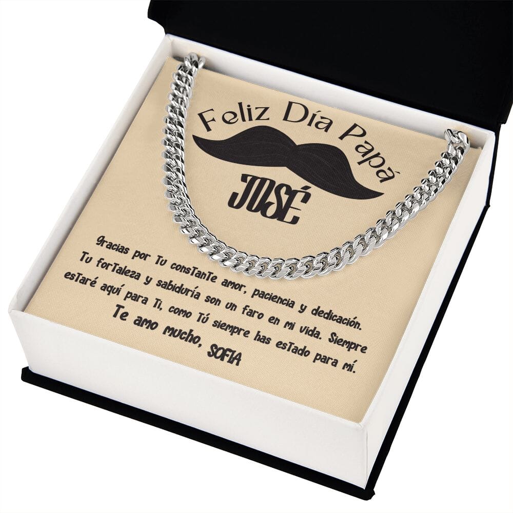 Collar de Cadena Cubana en Caja de Regalo con Tarjeta Personalizada - Un Tributo a la Amor de un Padre Jewelry/CubanLink 